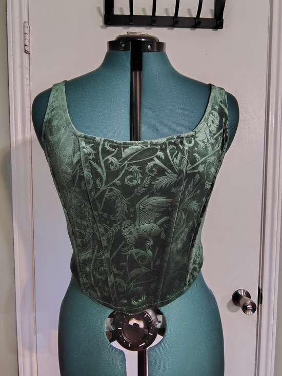 Killstar Tops - Killstar Emerald Envy Green Velvet Corset Top